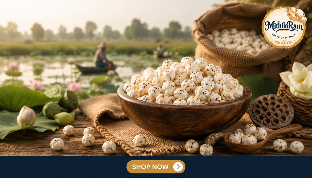 Mithila Makhana from Bihar with traditional Phool Makhana