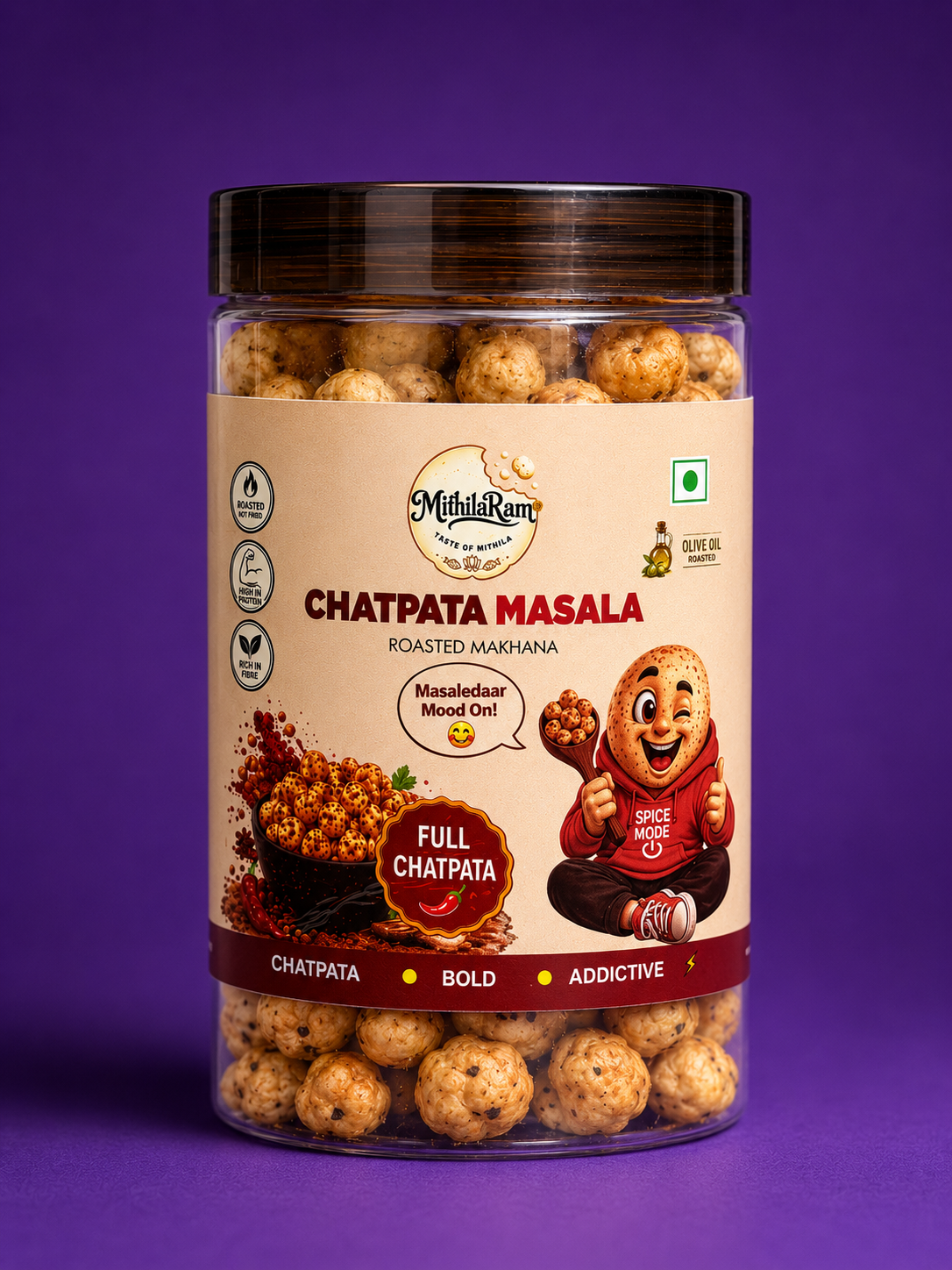 MithilaRam™ Chatpata Masala Roasted Makhana | Tangy & Spicy Fox Nuts | Healthy Anytime Snack