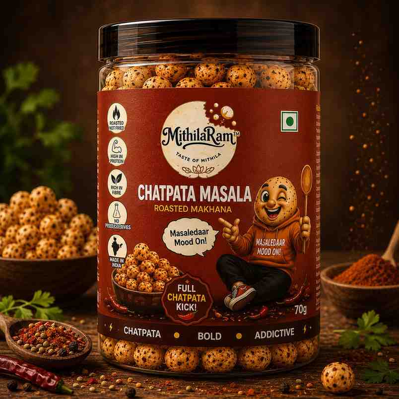 MithilaRam™ Chatpata Masala Roasted Makhana | Tangy & Spicy Fox Nuts | Healthy Anytime Snack