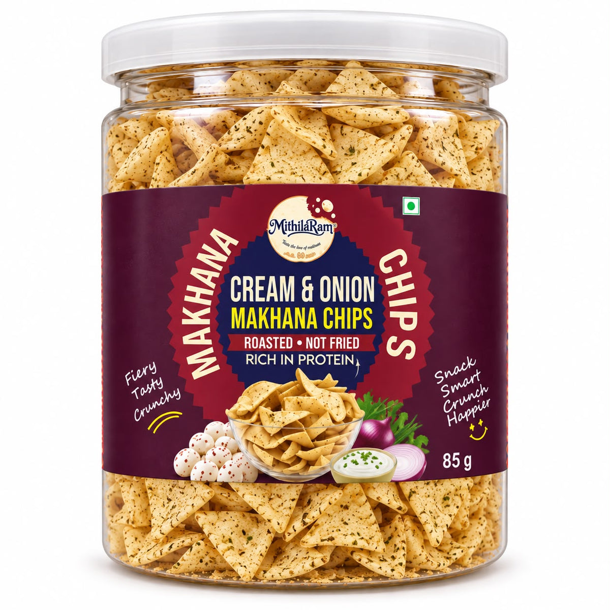 Mithilaram Cream & Onion Makhana Chips – Roasted, Not Fried | 85g