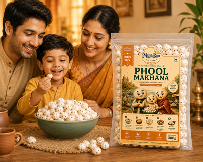 MithilaRam Phool Makhana 100g | Premium Bihar Fox Nuts | Gluten Free & Fasting Friendly Snack