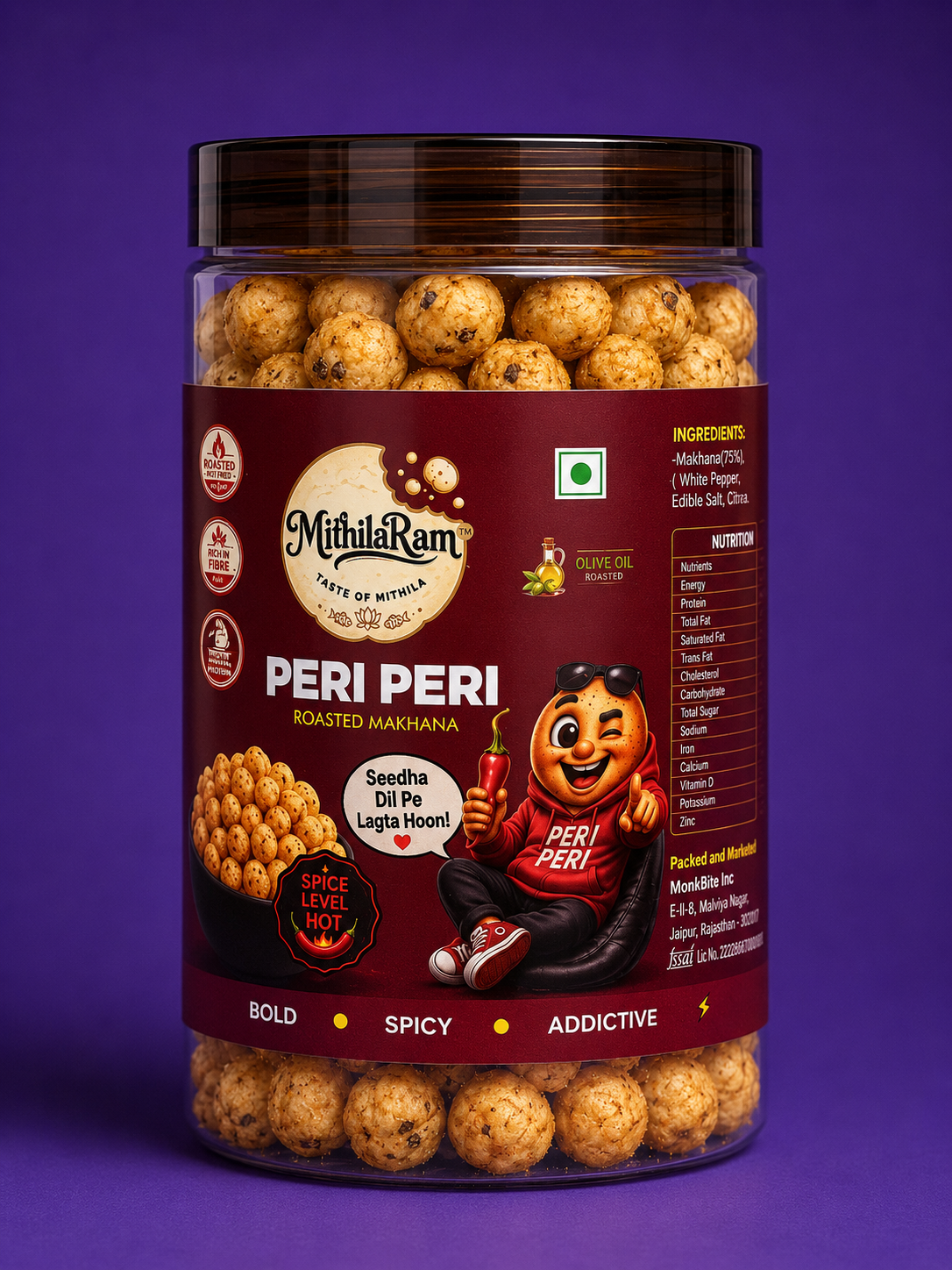 MithilaRam™ Peri Peri Roasted Makhana | Crunchy Fox Nuts | Healthy Anytime Snack