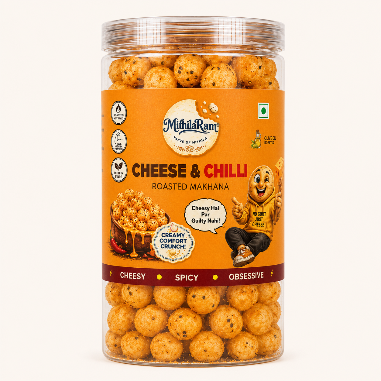 MithilaRam™ Cheese & Chilli Olive Oil Roasted Makhana (85 g)