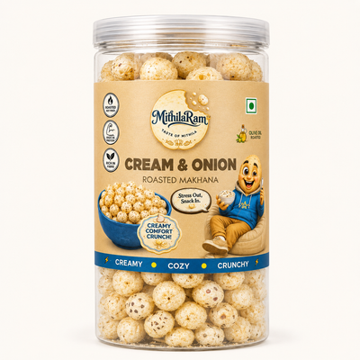 MithilaRam™ Cream & Onion Olive Oil Roasted Makhana (85 g)