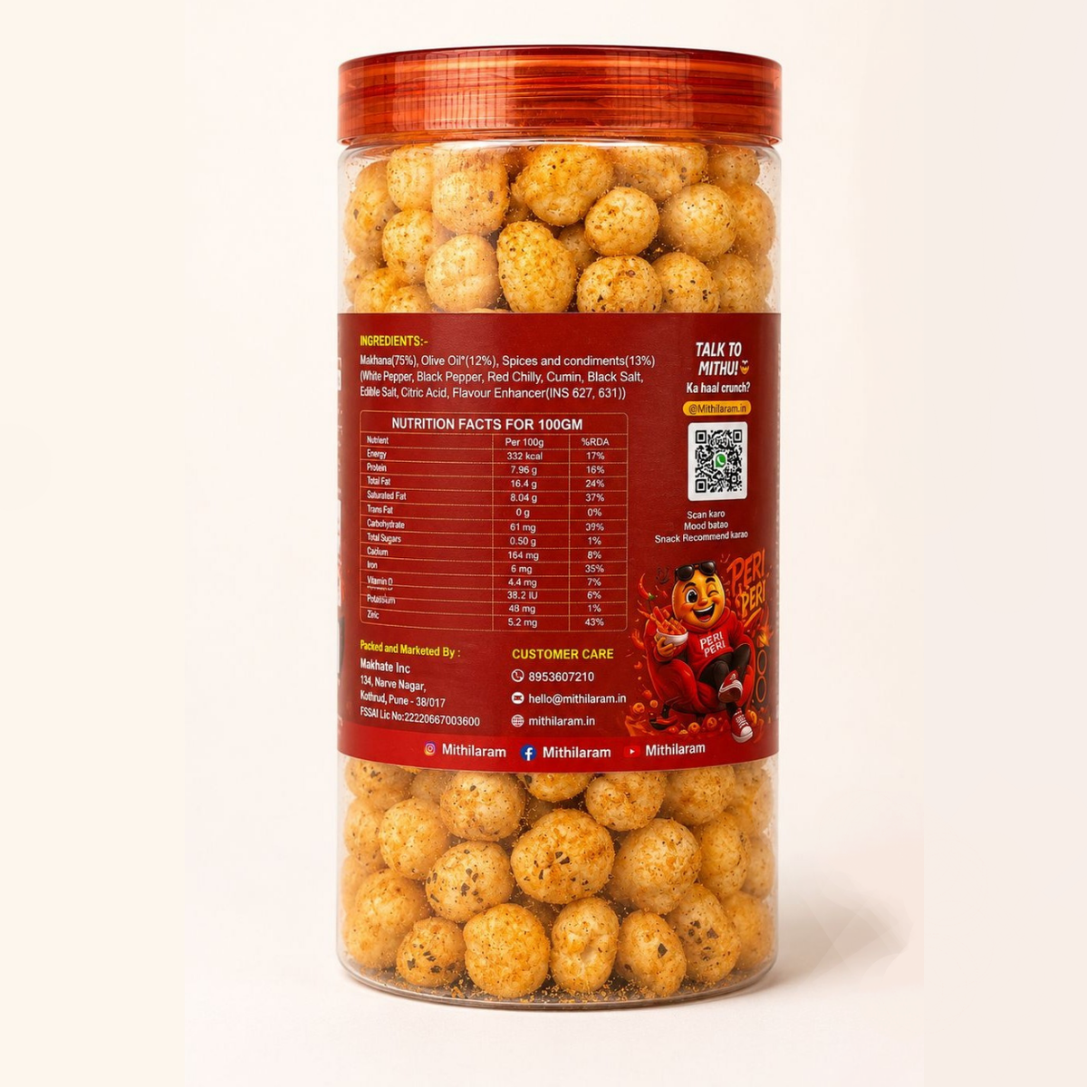 MithilaRam™ Peri Peri Olive Oil Roasted Makhana (85 g)