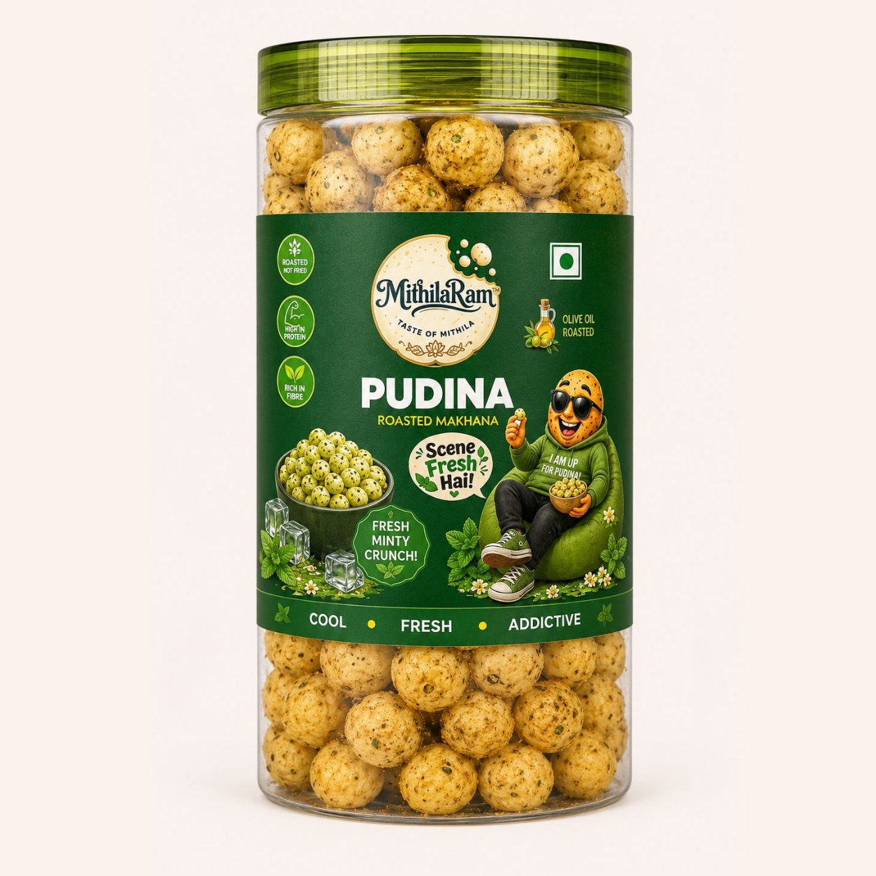 MithilaRam™ Pudina Olive Oil Roasted Makhana (85 g)