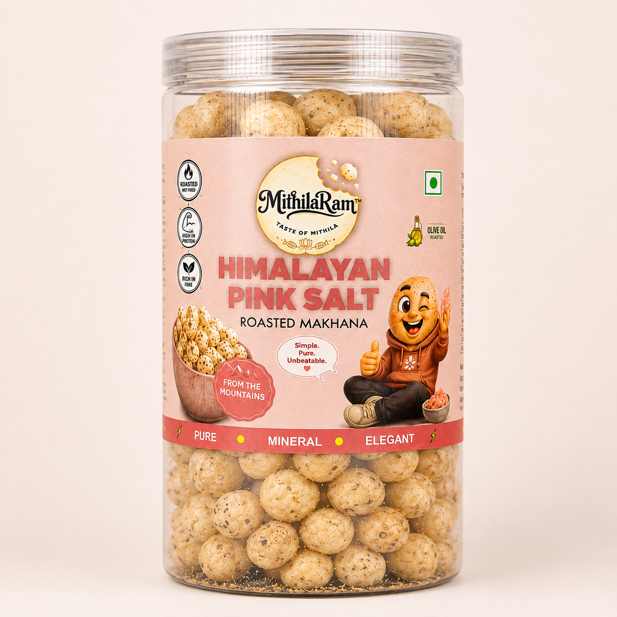 MithilaRam™ Himalayan Pink Salt Olive Oil Roasted Makhana (85 g)