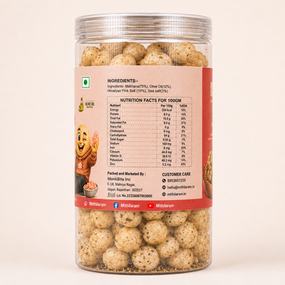 MithilaRam™ Himalayan Pink Salt Olive Oil Roasted Makhana (85 g)