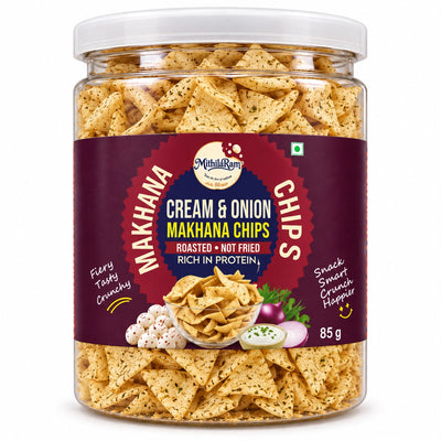 Mithilaram Cream & Onion Makhana Chips – Roasted, Not Fried | 85g