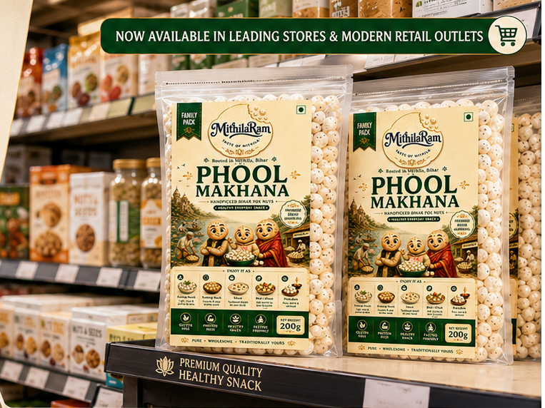MithilaRam Phool Makhana — Premium Bihar Fox Nuts | 200g Pack